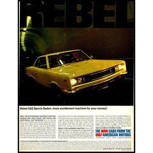 1967 AMC Rebel 550 Sports Sedan Vintage Print Ad Tunnel Subway Tile Wall Art